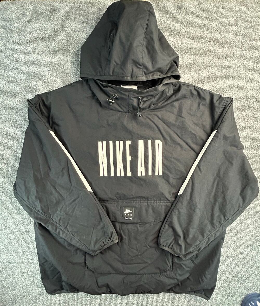 Nike Air Pullover Windbreaker Jacket Black Reflective Logo Hooded Men's XXL